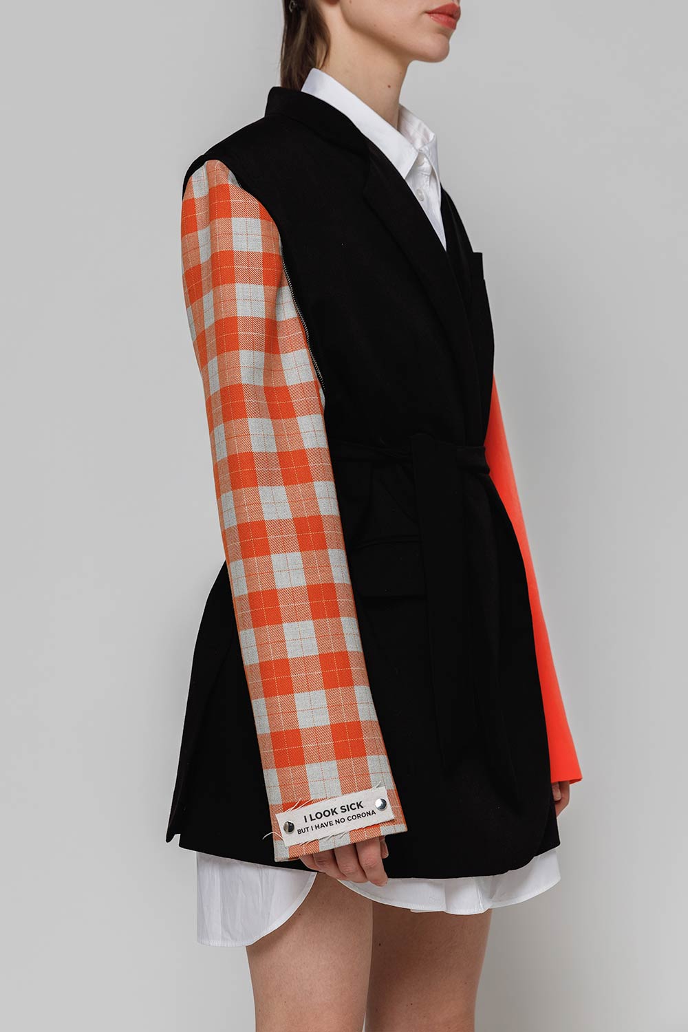 Jacket constructor black, orange-blue checkered, scarlet right side