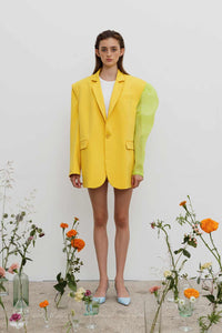 Jacket constructor yellow, lime organza fluffy sleeve