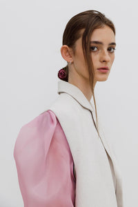 Jacket-constructor undyed linen, pink organza close up