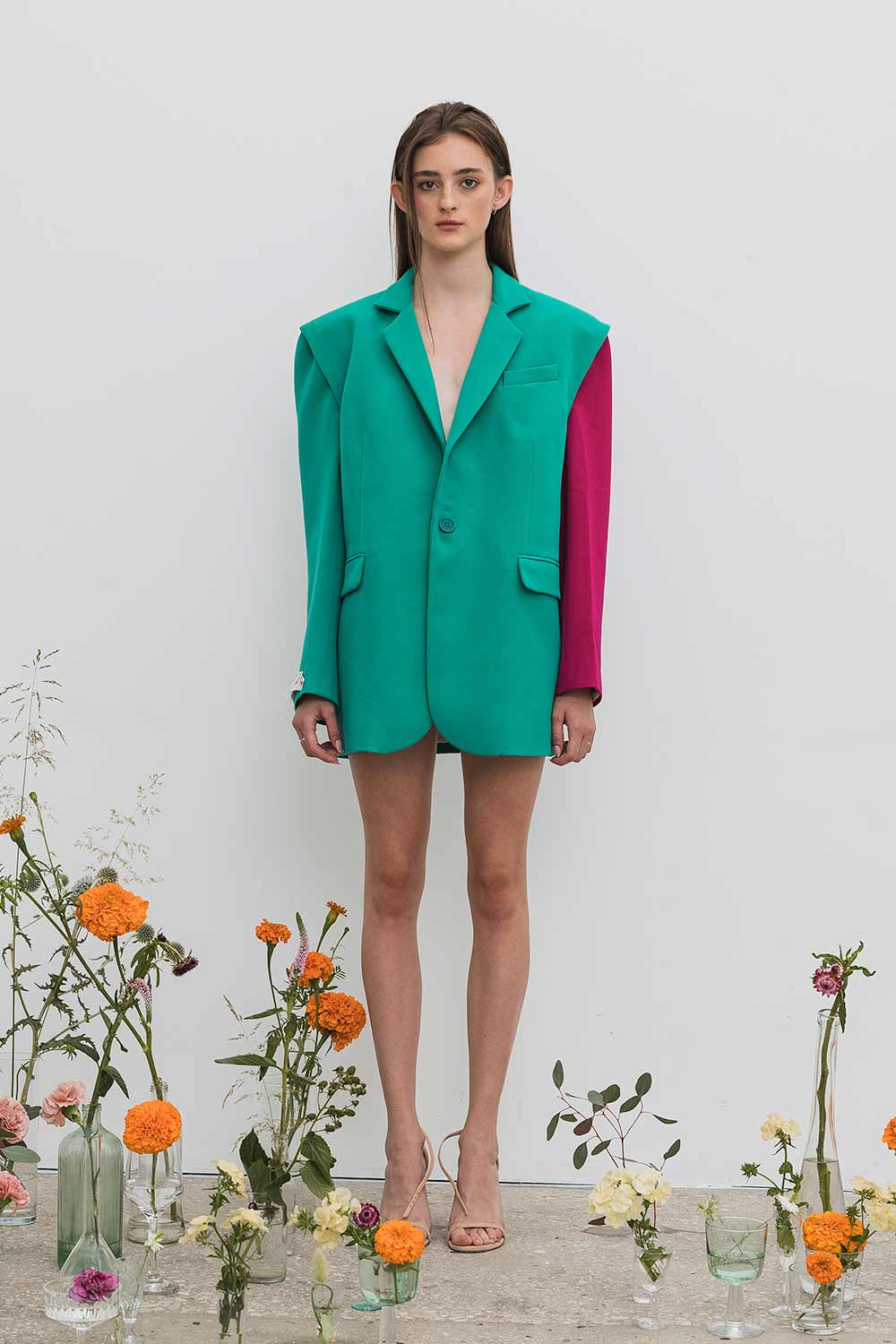 Jacket constructorgreen, green, fuchsia front view