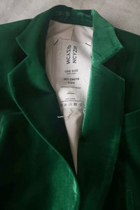 Green velvet jacket constructor with gold sleeve